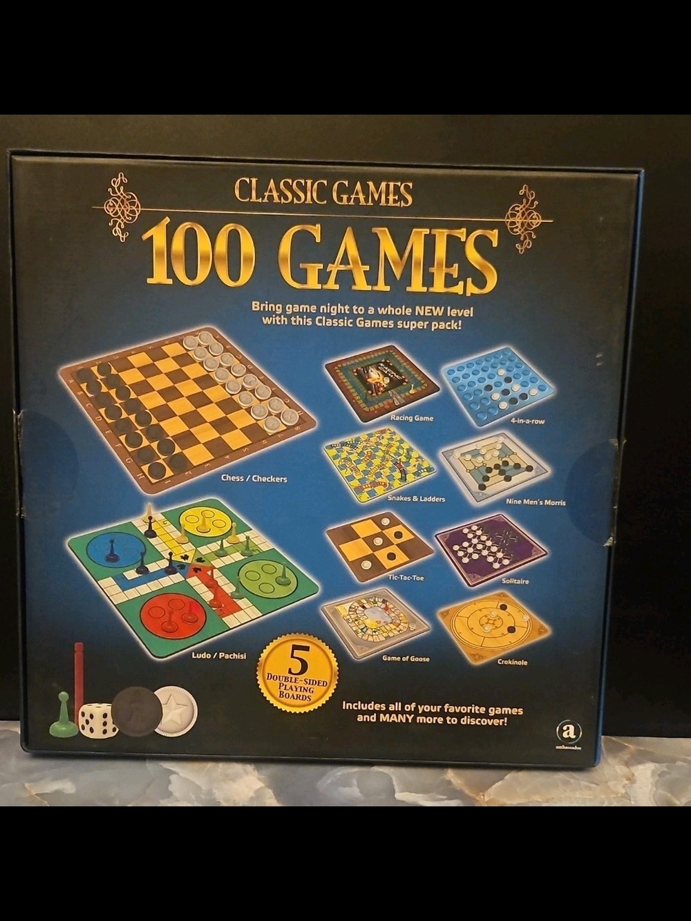 Classic 100 Games Board Set - Blue